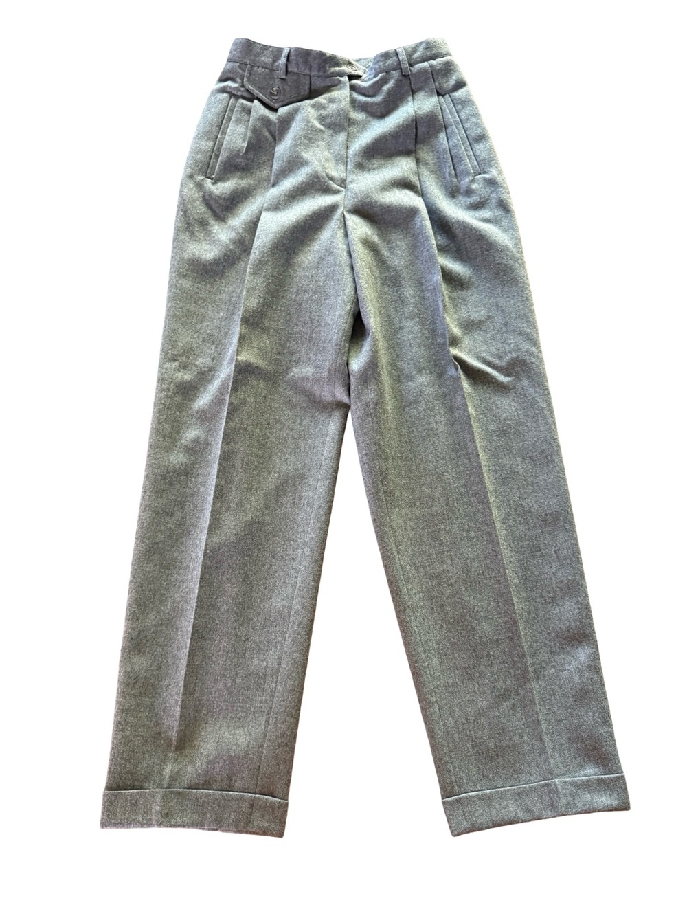 Vintage Lauren Ralph Lauren Wool Pleated Trousers Gray High Rise 6P Petite